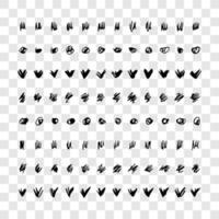 Set of doodle style various wavy lines and strokes. Black hand drawn design elements vector