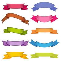 Set of ten multicolor ribbons and banners for web design. Great design element isolated on white background. Vector illustration.