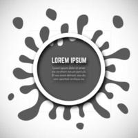 Dark Hand Drawn Paint Splash with small splashes and white circle with place for your text. Vector illustration