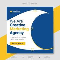 Digital marketing agency and corporate social media post or square web banner vector