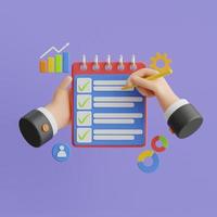 Project task management and effective time planning tools. Project development icon. 3D illustration. photo