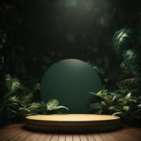 Professional Photography of an Empty Space Mockup Podium with a Jungle-Themed Nature Background for a Stunning Visual Impact photo