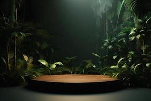 Professional Photography of an Empty Space Mockup Podium with a Jungle-Themed Nature Background for a Stunning Visual Impact photo