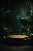 Professional Photography of an Empty Space Mockup Podium with a Jungle-Themed Nature Background for a Stunning Visual Impact photo