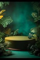 Professional Photography of an Empty Space Mockup Podium with a Jungle-Themed Nature Background for a Stunning Visual Impact photo