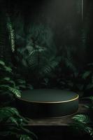 Professional Photography of an Empty Space Mockup Podium with a Jungle-Themed Nature Background for a Stunning Visual Impact photo