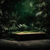 Professional Photography of an Empty Space Mockup Podium with a Jungle-Themed Nature Background for a Stunning Visual Impact photo