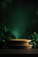 Professional Photography of an Empty Space Mockup Podium with a Jungle-Themed Nature Background for a Stunning Visual Impact photo