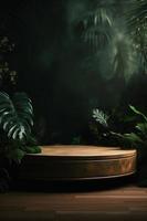 A Stunning Jungle-Themed Empty Space with Nature Background, Perfect for Professional Product Display photo