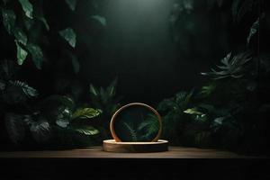 Professional Photography of an Empty Space Mockup Podium with a Jungle-Themed Nature Background for a Stunning Visual Impact photo