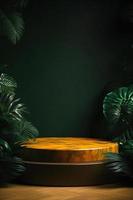 Professional Photography of an Empty Space Mockup Podium with a Jungle-Themed Nature Background for a Stunning Visual Impact photo