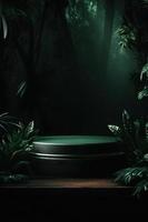 Professional Photography of an Empty Space Mockup Podium with a Jungle-Themed Nature Background for a Stunning Visual Impact photo