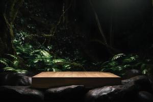 Professional Photography of an Empty Space Mockup Podium with a Jungle-Themed Nature Background for a Stunning Visual Impact photo