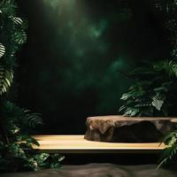 Professional Photography of an Empty Space Mockup Podium with a Jungle-Themed Nature Background for a Stunning Visual Impact photo