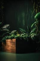 profesional fotografía de un vacío espacio Bosquejo podio con un selva-temática naturaleza antecedentes para un maravilloso visual impacto foto