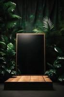 Professional Photography of an Empty Space Mockup Podium with a Jungle-Themed Nature Background for a Stunning Visual Impact photo