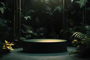 Professional Photography of an Empty Space Mockup Podium with a Jungle-Themed Nature Background for a Stunning Visual Impact photo