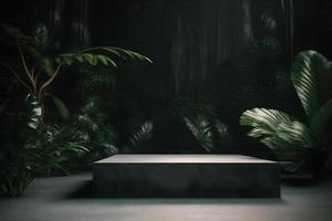 Professional Photography of an Empty Space Mockup Podium with a Jungle-Themed Nature Background for a Stunning Visual Impact photo