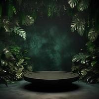 A Stunning Jungle-Themed Empty Space with Nature Background, Perfect for Professional Product Display photo