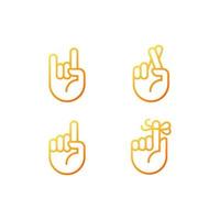 Informative hand gestures pixel perfect gradient linear vector icons set. Non verbal message. Body language signals. Thin line contour symbol designs bundle. Isolated outline illustrations collection