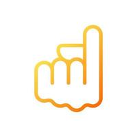 Index finger pointing up pixel perfect gradient linear vector icon. Upward direction sign. Hand gesture. Thin line color symbol. Modern style pictogram. Vector isolated outline drawing