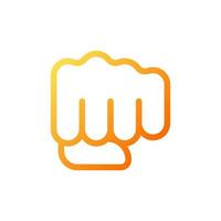 Punching fist pixel perfect gradient linear vector icon. Hand gesture. Fighting action. Threat and fight. Thin line color symbol. Modern style pictogram. Vector isolated outline drawing