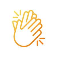 Clapping hands pixel perfect gradient linear vector icon. Applause and greeting at concert. Non verbal signal. Thin line color symbol. Modern style pictogram. Vector isolated outline drawing