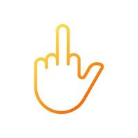 Middle finger pixel perfect gradient linear vector icon. Obscene hand gesture. Offensive non verbal message. Thin line color symbol. Modern style pictogram. Vector isolated outline drawing