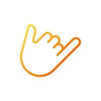 Shaka sign pixel perfect gradient linear vector icon. Call me. Greeting gesture. Non verbal communication. Thin line color symbol. Modern style pictogram. Vector isolated outline drawing