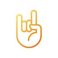 Horn gesture pixel perfect gradient linear vector icon. Punk subculture symbol. Expression. Body language. Thin line color symbol. Modern style pictogram. Vector isolated outline drawing