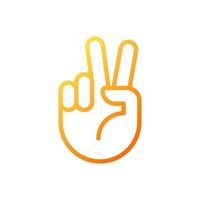 Peace sign pixel perfect gradient linear vector icon. Pacifistic hand gesture. Positive wish. Communication. Thin line color symbol. Modern style pictogram. Vector isolated outline drawing