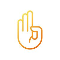 Counting on fingers pixel perfect gradient linear vector icon. Mathematical learning. Hand gesture and sign. Thin line color symbol. Modern style pictogram. Vector isolated outline drawing