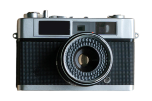 Black classic camera isolated on a transparent background png