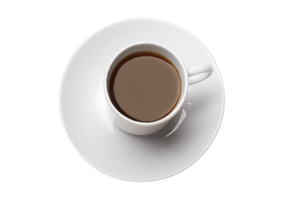 White plate and cup with coffee isolated on a transparent background png