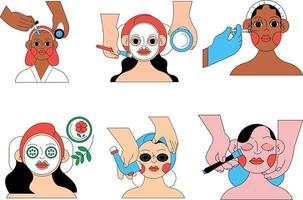 Set of icons of cosmetology. Vector illustration in flat style