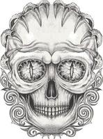 Art vintage mix surreal skull tattoo. Hand drawing and make graphic vector. vector