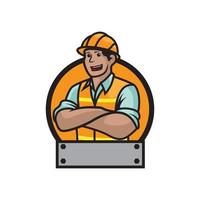 construction building worker mascot vector