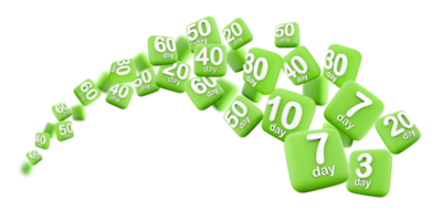 3d rendering Sixty days to go different positions icon set. 3d render 60 days banner for remaining days icon set. png