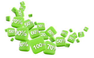 3d rendering 10 percent different positions icon set. 3d render discount amount icon set. 10 percent. png