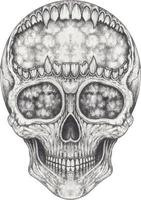 Art surreal skull. Hand drawing and make graphic vector. vector