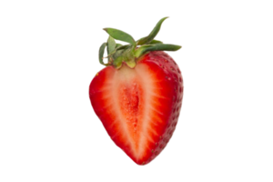 voor de helft aardbei fruit geïsoleerd Aan een transparant achtergrond png