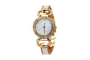 Golden watch isolated on a transparent background png
