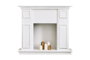 White fireplace isolated on a transparent background png