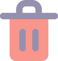 Trash can flat color ui icon. Delete button. Recycle bin. Waste container. Automatic deletion. Simple filled element for mobile app. Colorful solid pictogram. Vector isolated RGB illustration
