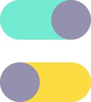 cambiar en y apagado botones plano color ui icono. cambiando ajustes. cambiando Entre dos oponiéndose estados sencillo lleno elemento para móvil aplicación vistoso sólido pictograma. vector aislado rgb ilustración