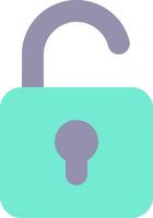 Unlocked padlock flat color ui icon. Security setting. Folder access control. Open lock. Cybersecurity. Simple filled element for mobile app. Colorful solid pictogram. Vector isolated RGB illustration