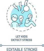 Let kids detect stress turquoise concept icon. Foster emotional regulation in child abstract idea thin line illustration. Isolated outline drawing. Editable stroke vector