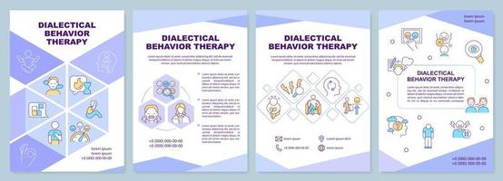 Dialectical behavior therapy brochure template. Leaflet design with linear icons. Editable 4 vector layouts for presentation, annual reports