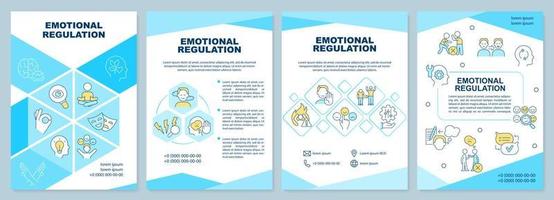 Emotional regulation turquoise brochure template. Leaflet design with linear icons. Editable 4 vector layouts for presentation, annual reports