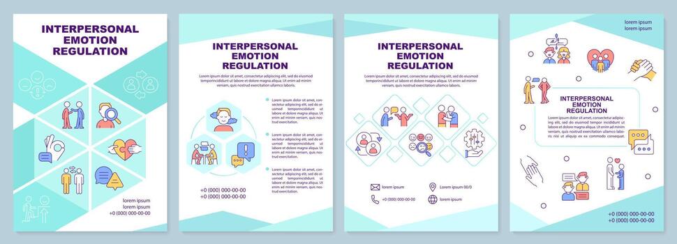Interpersonal emotion regulation brochure template. Leaflet design with linear icons. Editable 4 vector layouts for presentation, annual reports